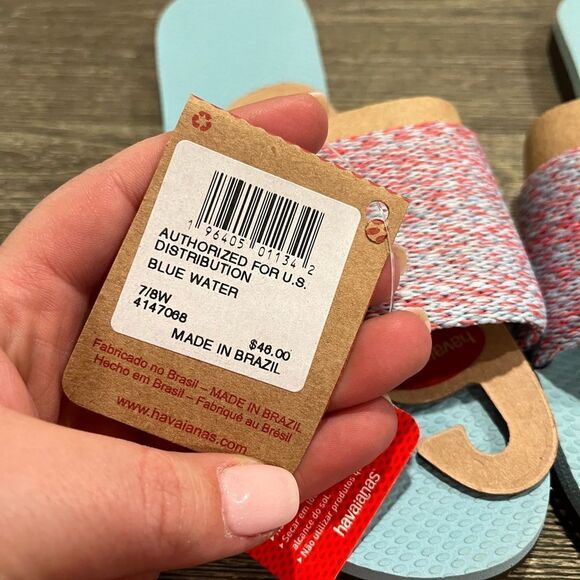Havaianas Womens You Malta Flip-Flop Sandals Slip-On Open-Toe Blue Water… - Picture 3 of 6